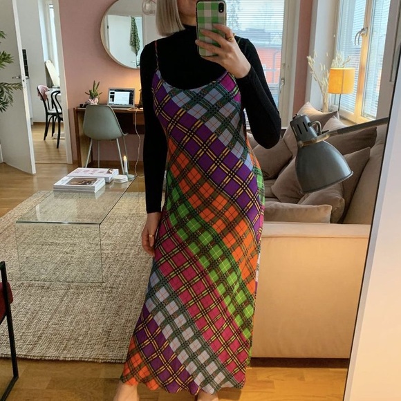 RIXO XL US12 Holly rainbow multicolor check print dress - Picture 4 of 16